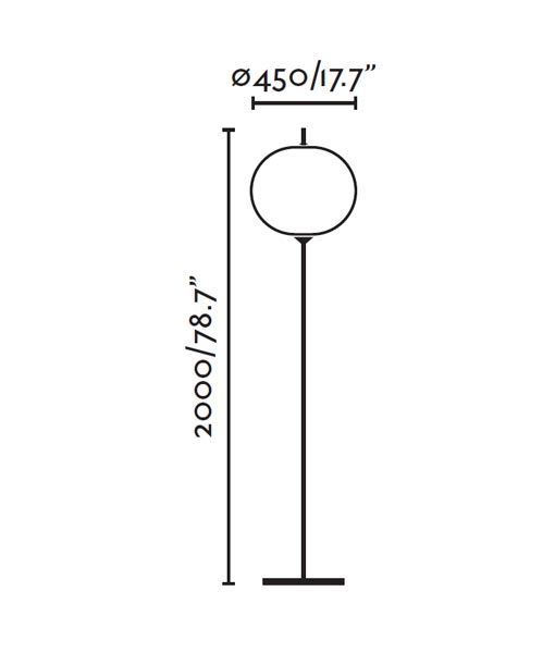 2 Meter lange Außenstehleuchte mit Ø 45 cm Abmessungen SAIGON
