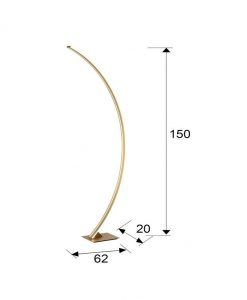 ARCUS LED-Stehleuchte Design mit Goldfinish LED-Maße