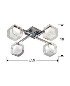 Deckenleuchte mit 4 Lichtern Chrom und Glas CUBE Größen