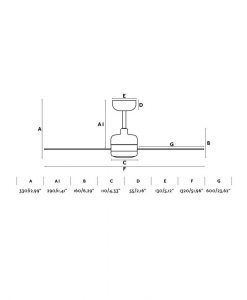 Größe Ventilator weiß DC-Motor 132 cm Durchmesser NU LED