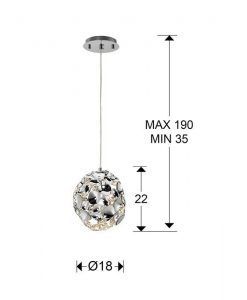 Lampe 18 cm Ø Chrom NARISA E27 Größen