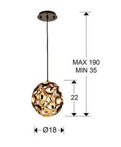 Lampe 18 cm Ø Roségold NARISA E27 Größen