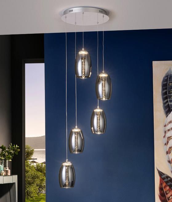 LED-Deckenleuchte dimmbar 5 Lichter NEBULA