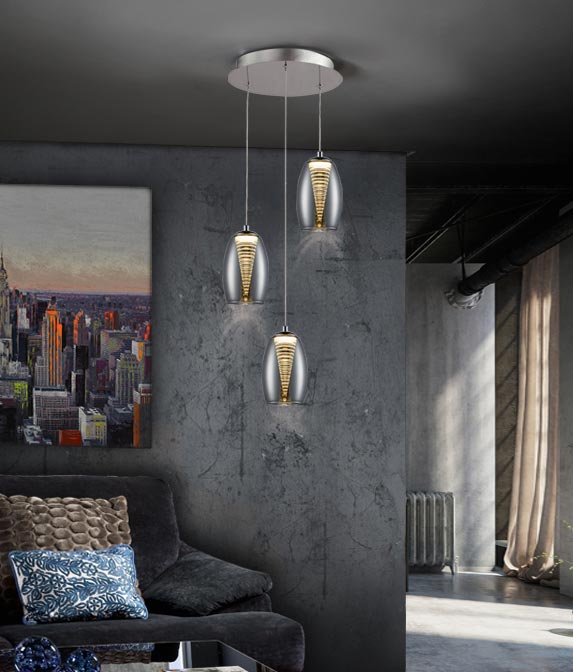 LED-Deckenleuchte mit 3 Lichtern Chrom NEBULA ambience