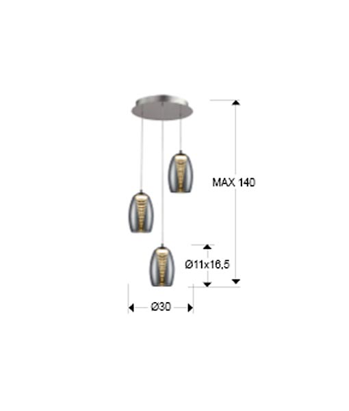 LED-Deckenleuchte mit 3 Lichtern Chrom NEBULA Größen