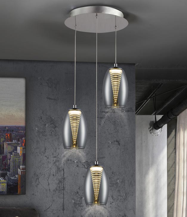 LED-Deckenleuchte mit 3 Lichtern Chrom NEBULA