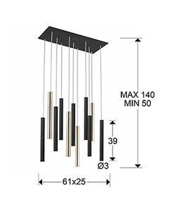 LED-Lampe dimmbar 11 Lichter glänzendes Gold und mattes Schwarz Größen VARAS