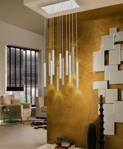 LED-Lampe dimmbar 11 Lichter glänzendes Gold und mattes Weiß VARAS Ambiente