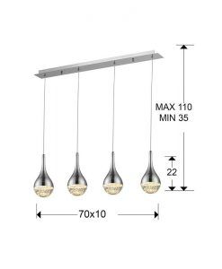 Linearlampe 4 Leuchten LED Chrom ELIE Größen