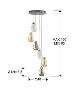 Pendelleuchte 6 Lichter LED Farbe TACCIA Maßnahmen