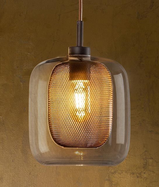 Pendelleuchte schokoladenfarben und Glas Ø 20 cm FOX