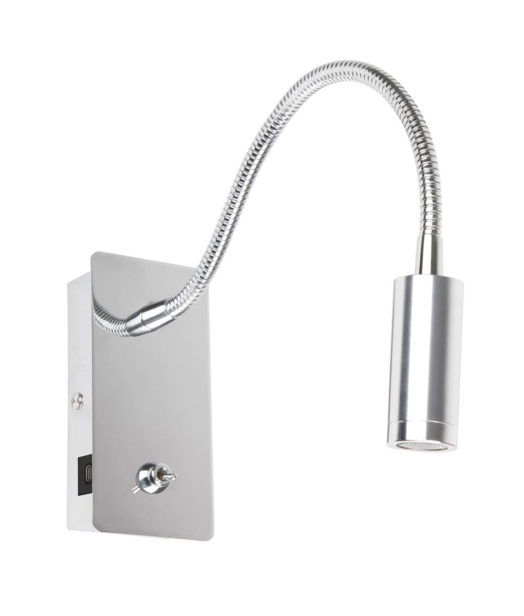 Wandleuchte leser chrom und usb C JULIET LED - N