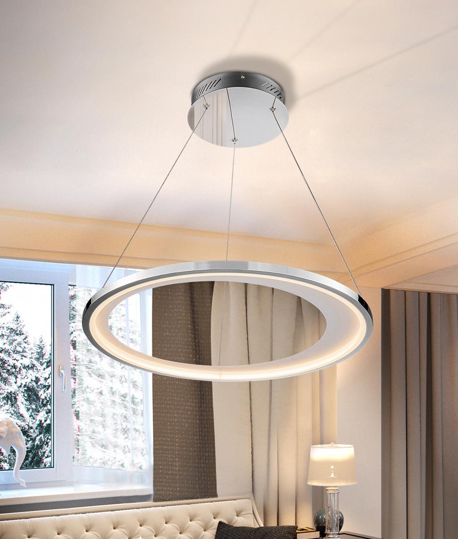 Verchromte Lampe 62 cm Ø LARIS LED Ambiance