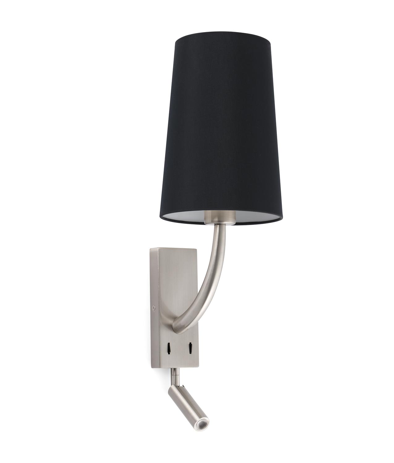 Wandlampe mit LED-Player Nickel matt und schwarz REM