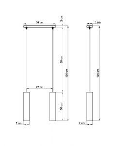 Lampe 2 Lichter Zement LUVO Maße
