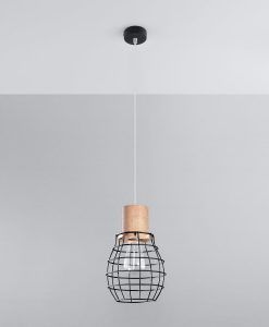Lampe aus Stahl und schwarzem Holz RIDA 2