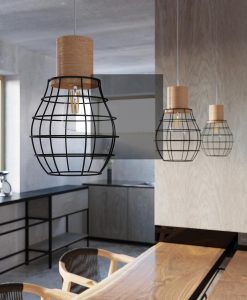 Lampe aus Stahl und schwarzem Holz RIDA umgebung