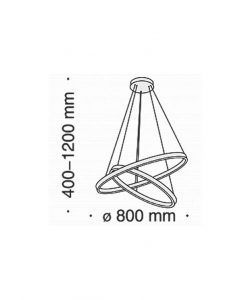 Lampe mit 2 schwarzen Ringen Ø 80 cm RIM LED Maße