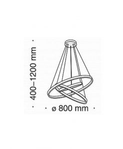 Lampe mit 3 goldenen Ringen Ø 80 cm RIM LED Maße