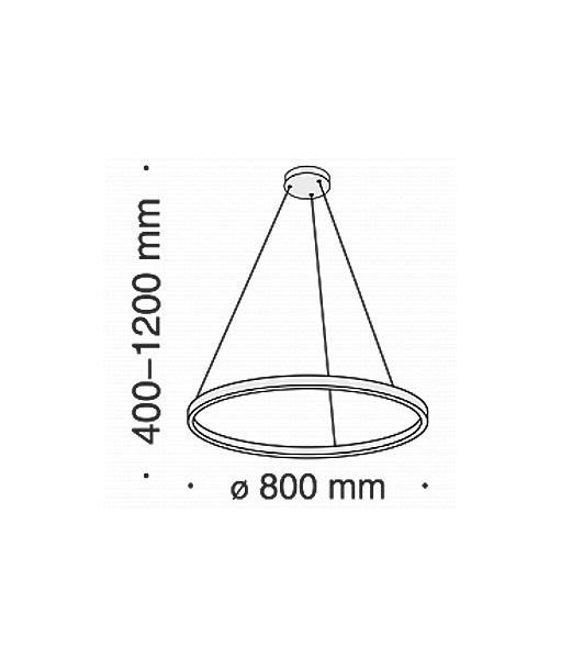 Schwarze Lampe Ø 80 cm RIM LED Maße