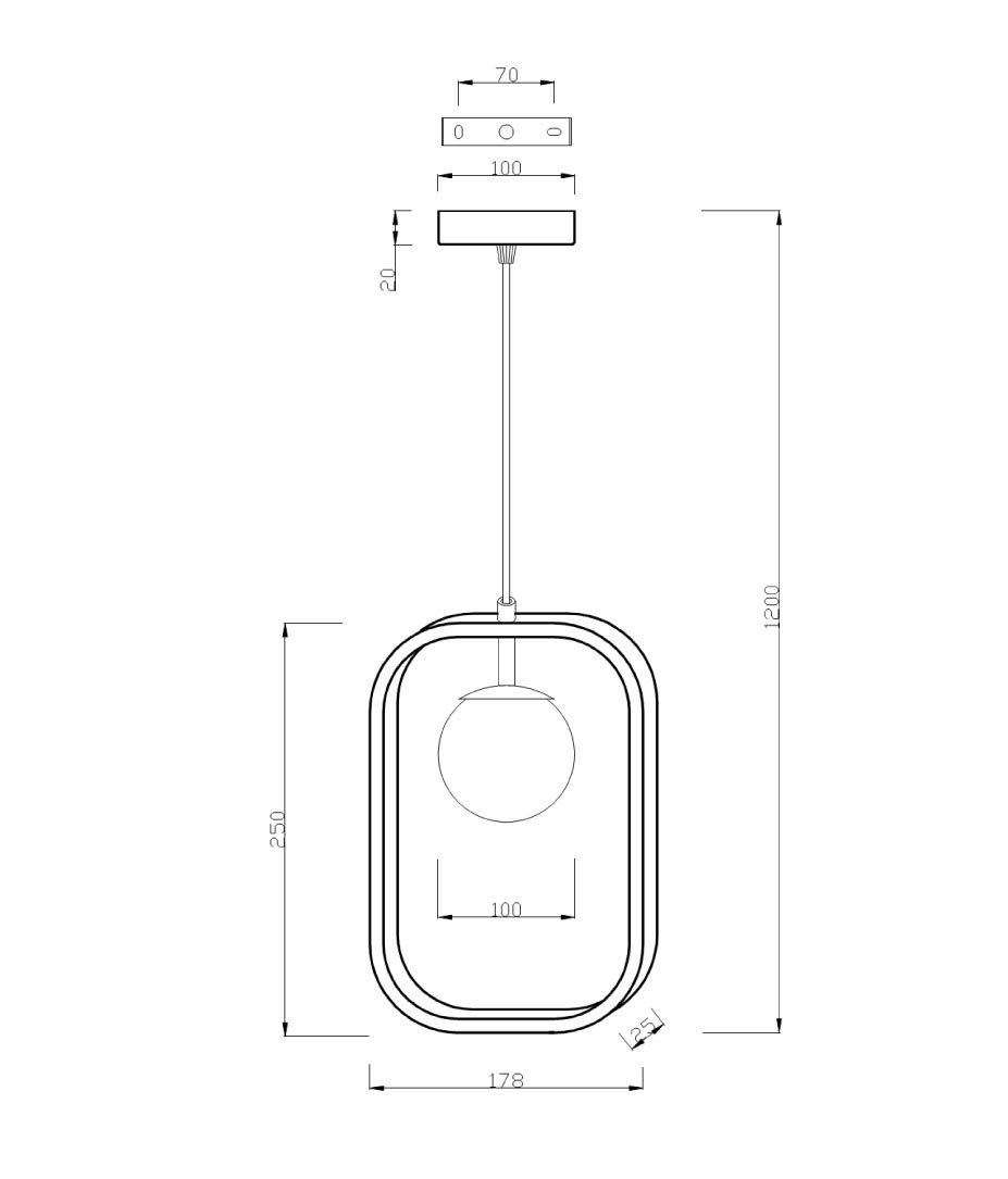 Weiß-goldene Lampe AVOLA Maße