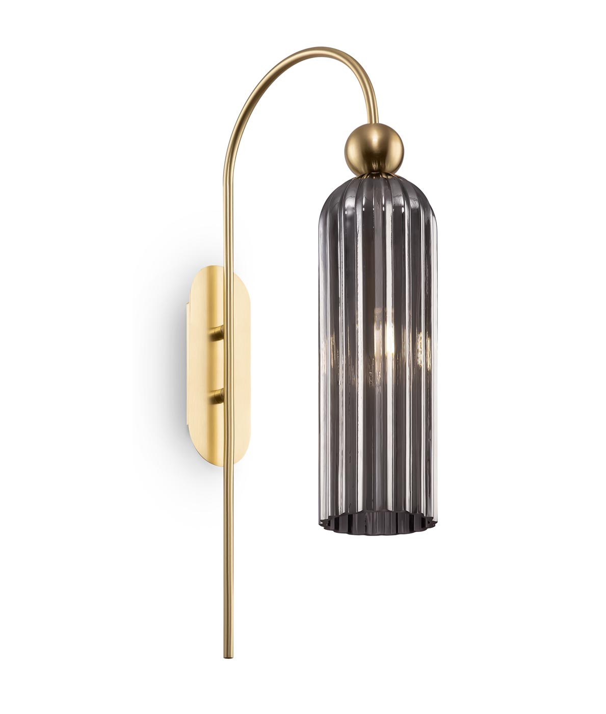 ANTIC Wandleuchte aus Gold und Rauchglas