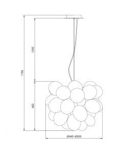Cognac KristallLampe 8 Lichter Ø 50 cm BALBO Masse