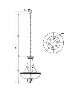 Gold und Kristall-Lampe 8 Lichter Ø 50 cm BELLA Masse