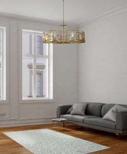 Goldene Lampe 8 Lichter Ø 87 cm BOWI Umgebung