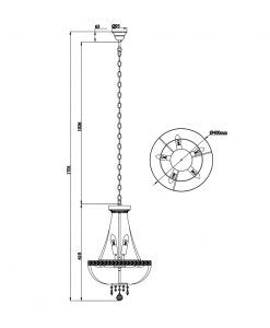 Goldener und kristallener Lampe 6 Lichter Ø 40 cm BELLA Masse