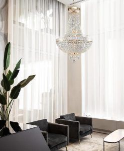 Goldener und kristallener Lampe 6 Lichter Ø 40 cm BELLA Umgebung