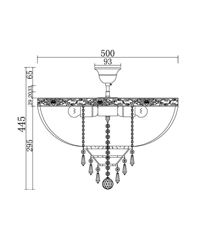 Kristallkronleuchter 6 Lichter Ø 50 cm PALACE Masse