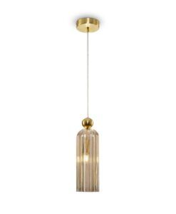 Lampe aus Gold und Cognacglas ANTIC