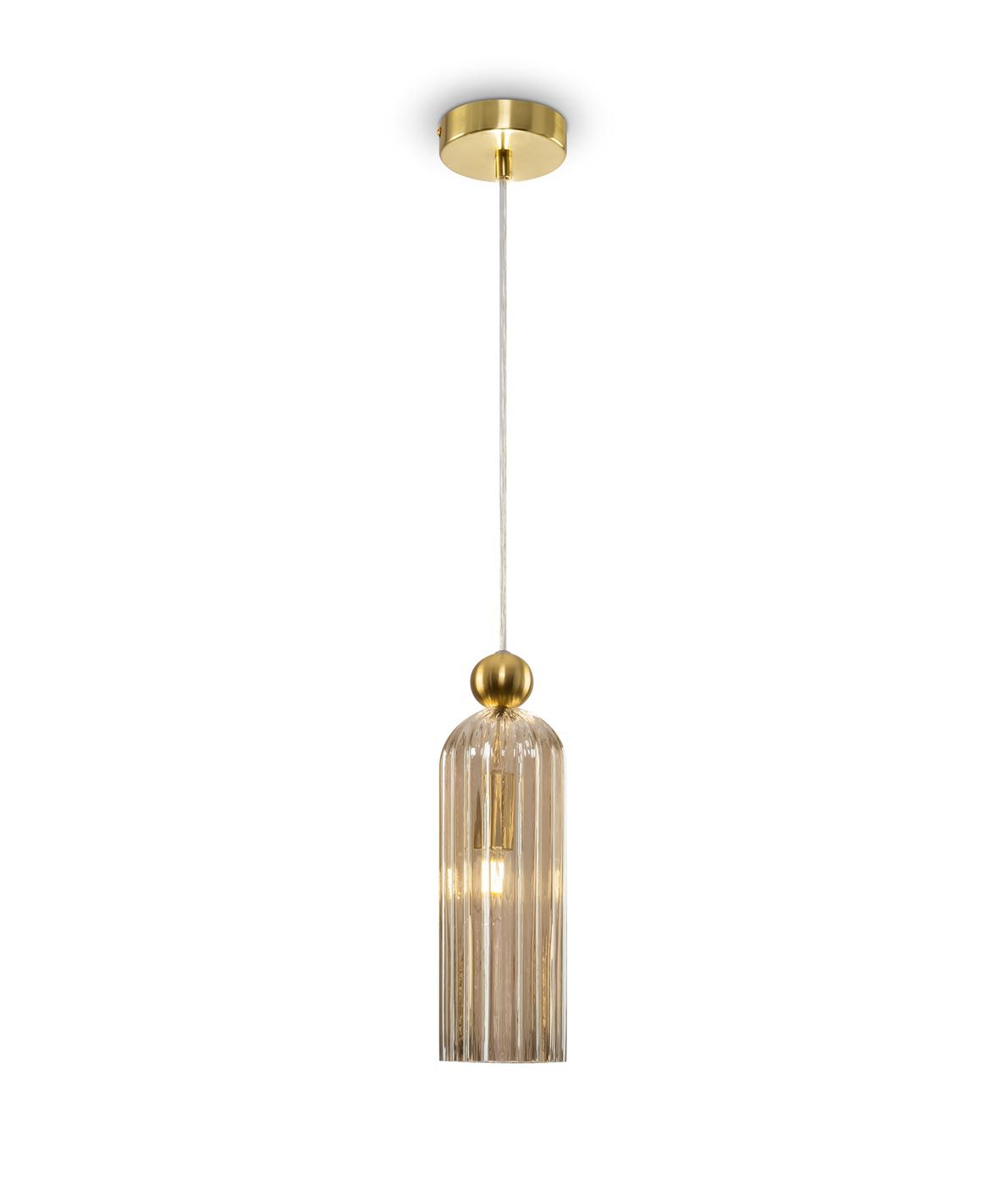 Lampe aus Gold und Cognacglas ANTIC