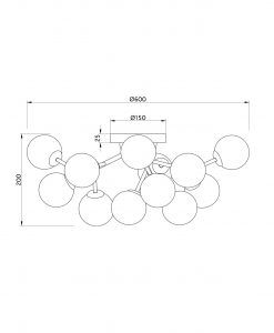 Lampe chrom 12 lichter Ø 60 cm DALLAS Masse