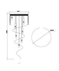 Lampe gold und kristall Ø 42 cm CASCADE Masse