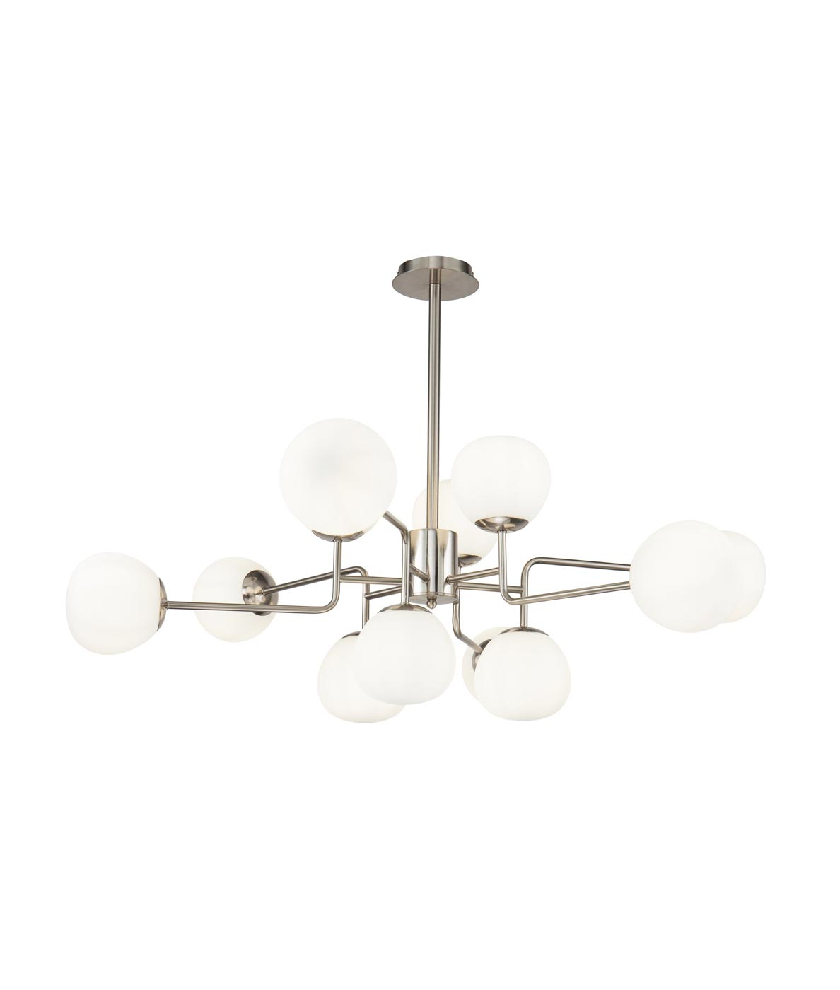 Nickel und Kristall-Lampe 12 Lichter Ø 105 cm ERICH