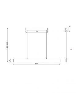 Schwarze lineare Lampe STEP LED 30W Masse