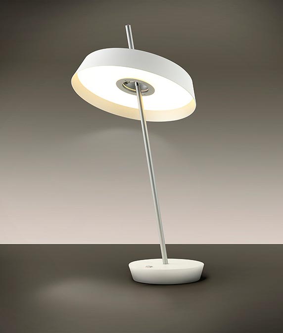 Weiß-silberne Tischleuchte Ø 29 cm VERTIGO LED 12W 2