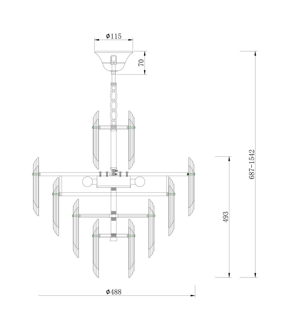 Hängelampe 6 Leuchten Ø 48 cm FLARE - Masse