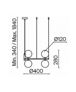 Lampe 4 Lichter Ø 40 cm RING - Masse