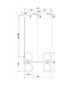 Lampe 4 Leuchten Ø 39 cm RING - Masse