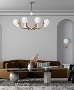 Messingfarbene Lampe 8 Leuchten Ø 103 cm RENDEZ-VOUS - Umgebung