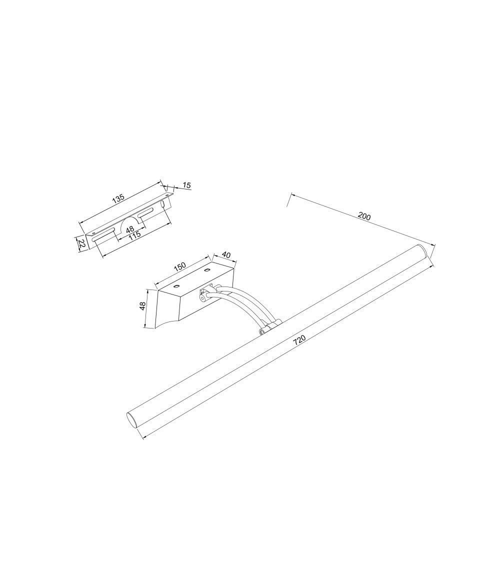 Chrom-Wandleuchte 72 cm FINO LED - Masse