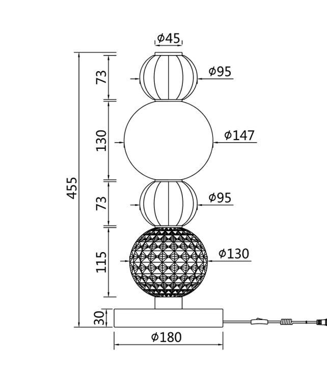 COLLAR LED Tischleuchte aus Chrom und Glas - Masse