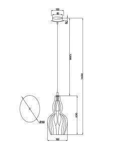 Lampe aus nickelfarbenem Glas Ø 16 cm EUSTOMA - Masse