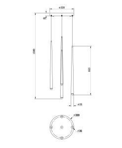 Messingfarbene Lampe 5 Lichter CASCADE LED - Masse