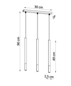 Schwarz-goldene Lampe 3 Leuchten MOZAICA - Masse