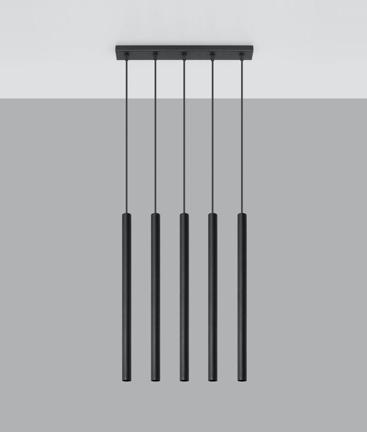 Schwarze lineare Lampe 5 Leuchten PASTELO