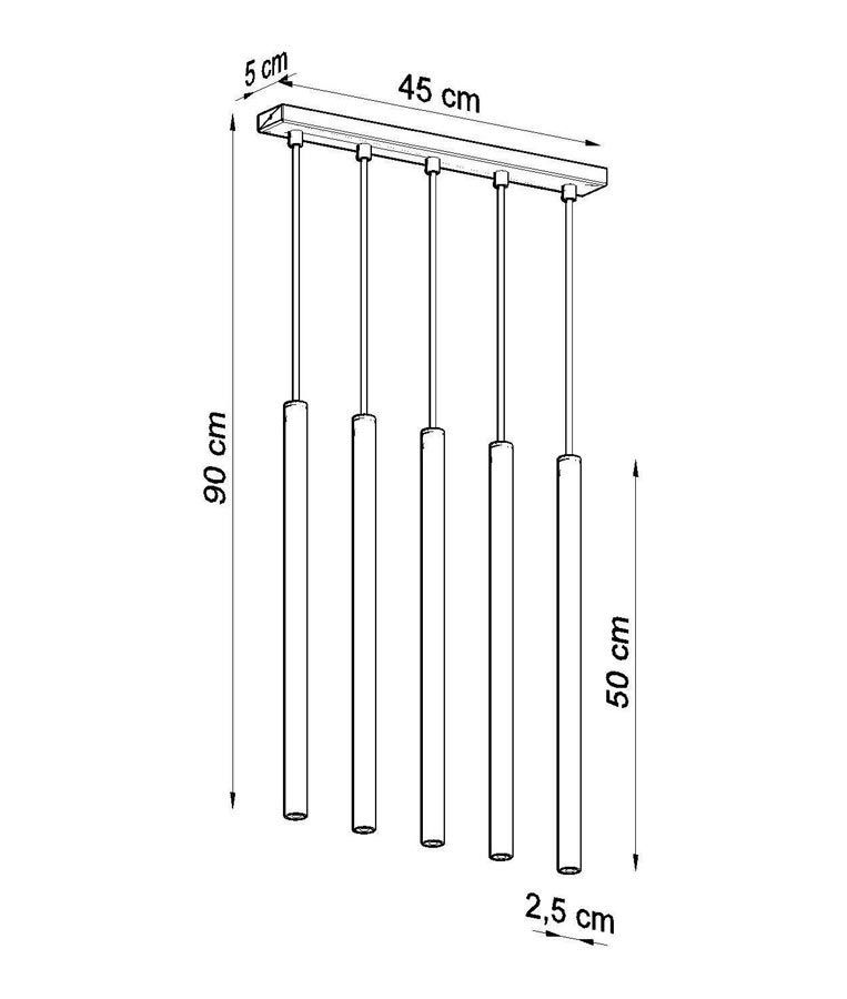 Weiße lineare Lampe 5 Leuchten PASTELO - Masse